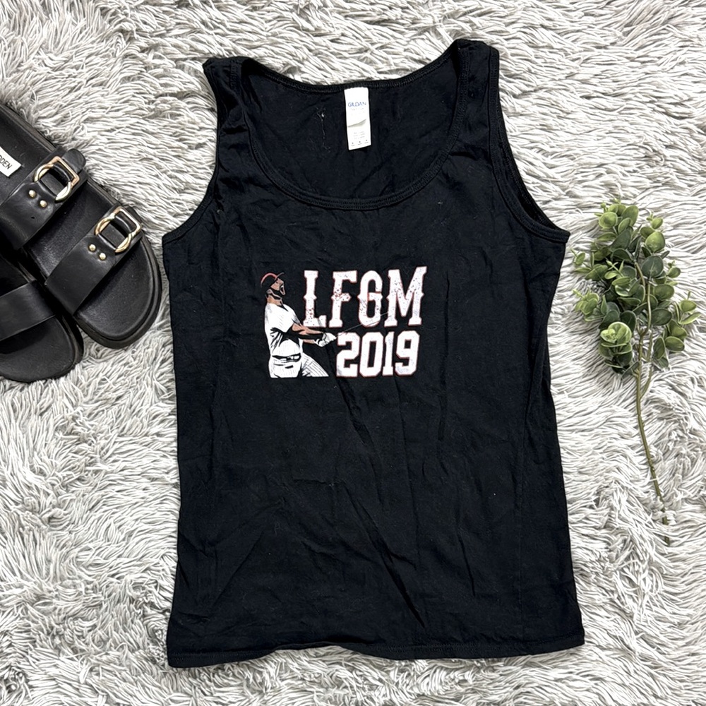Gildan NY Mets Black LFGM 2019 Pete Alonso Sleeveless Fitted Tank Top size M